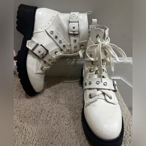 White combat boots